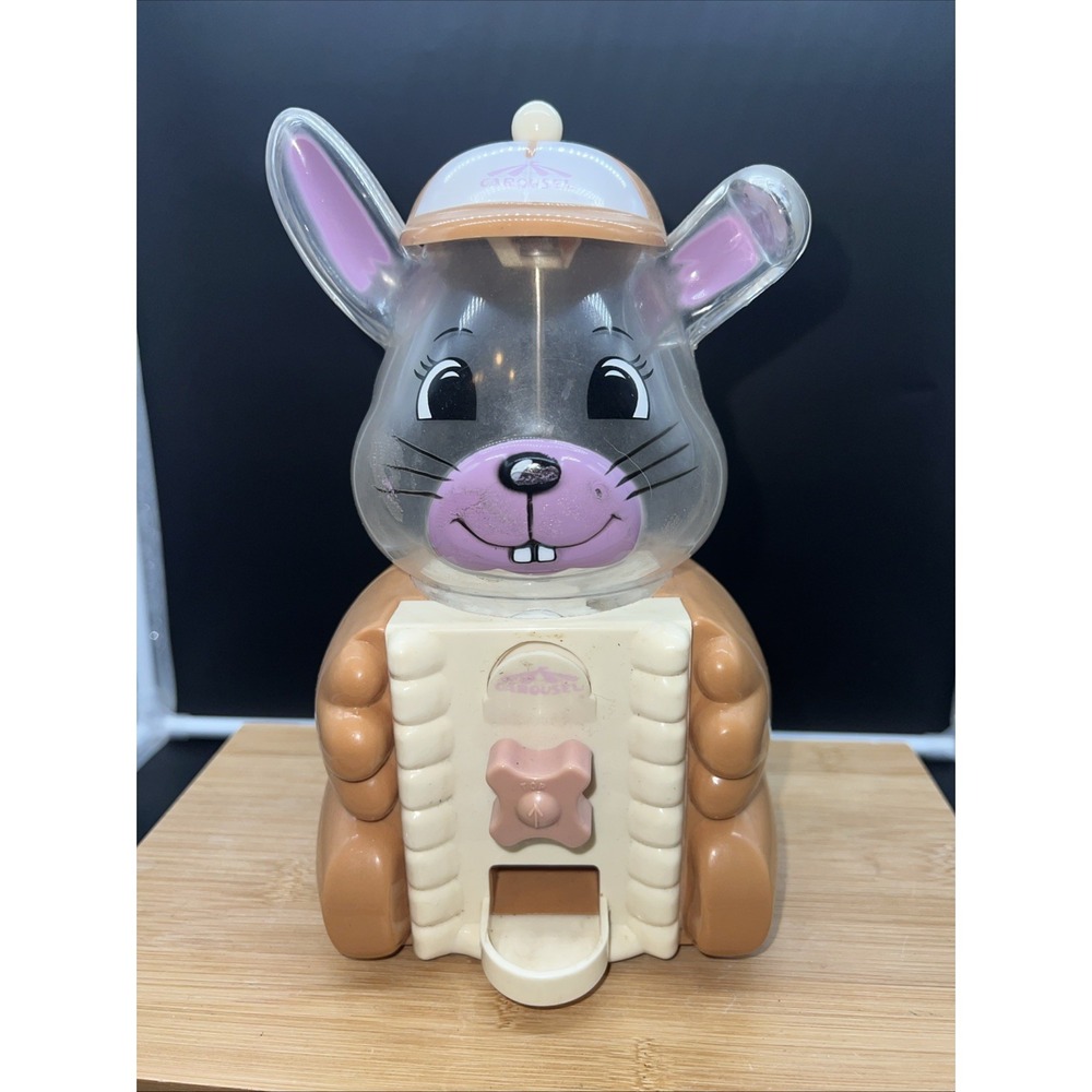 Vintage BROWN and White BUNNY GUMBALL MACHINE BANK Carousel